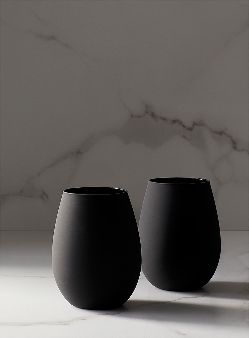 Ladelle: Les verres luxueux noir mat Ensemble de 2 Noir