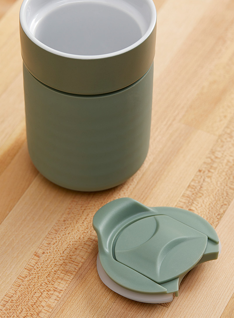 Ladelle Lime Green Stoneware and silicone travel mug