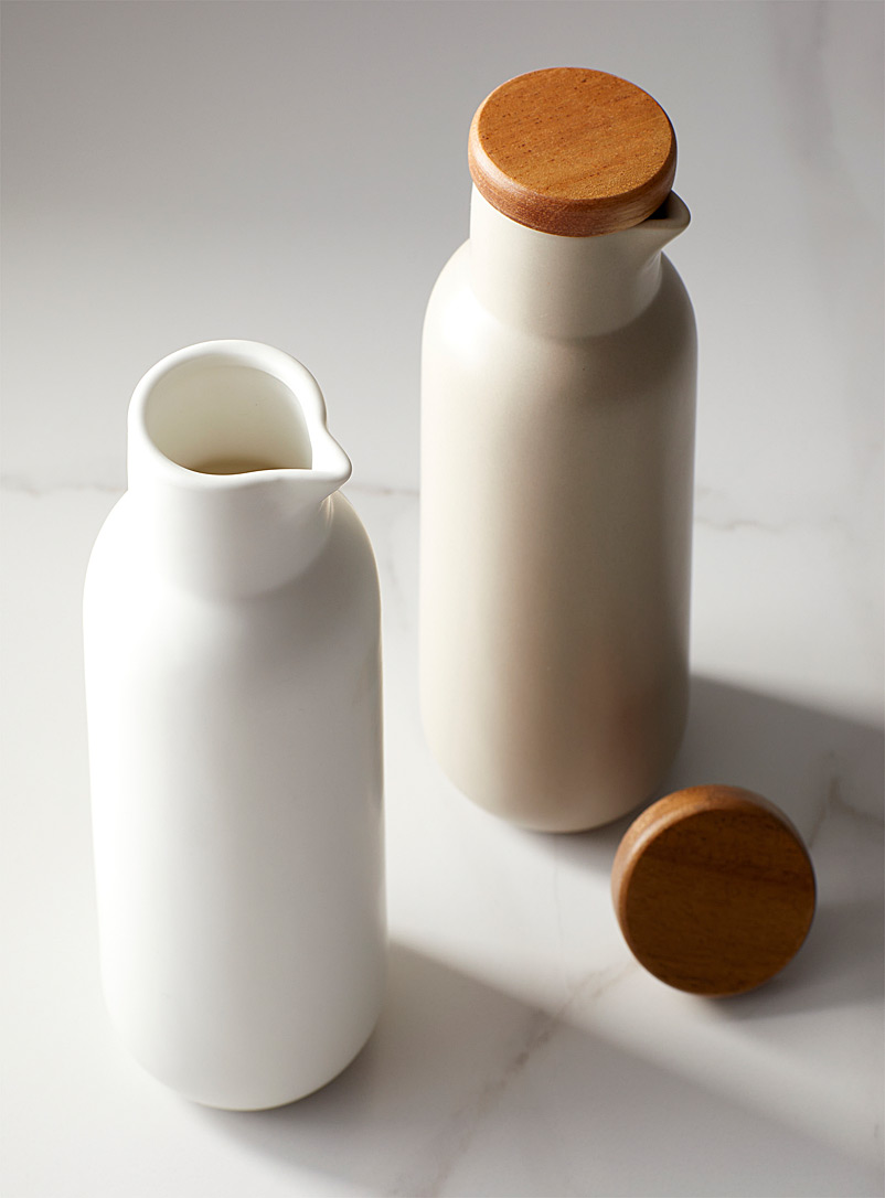 Ladelle Ecru/Linen Oil and vinegar bottles Set of 2