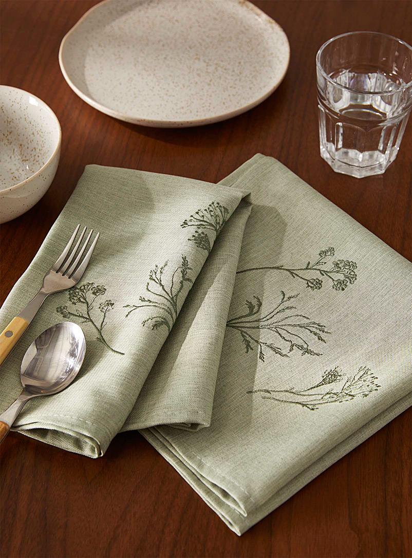Simons Maison Patterned Green Dried flowers napkins Set of 2