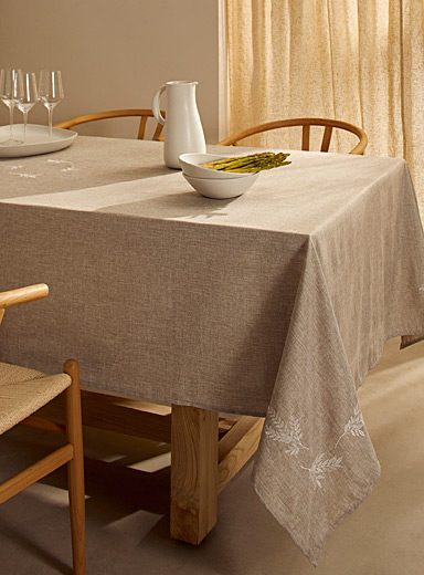 Raw edge washed linen tablecloth in natural with fringes/stylish grain sack  linen tablecloth/linen farm style tablecloth/free shipping -  Portugal