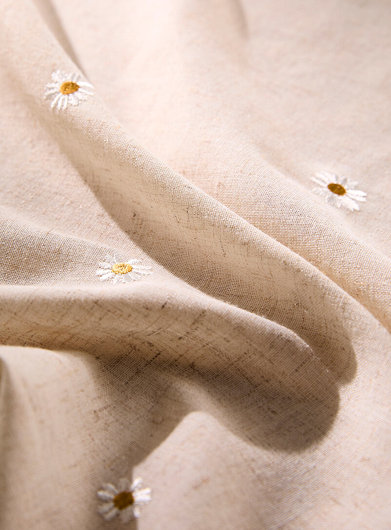 Simons Maison: La serviette de table brod&eacute;e marguerites &Eacute;cru &agrave; motifs