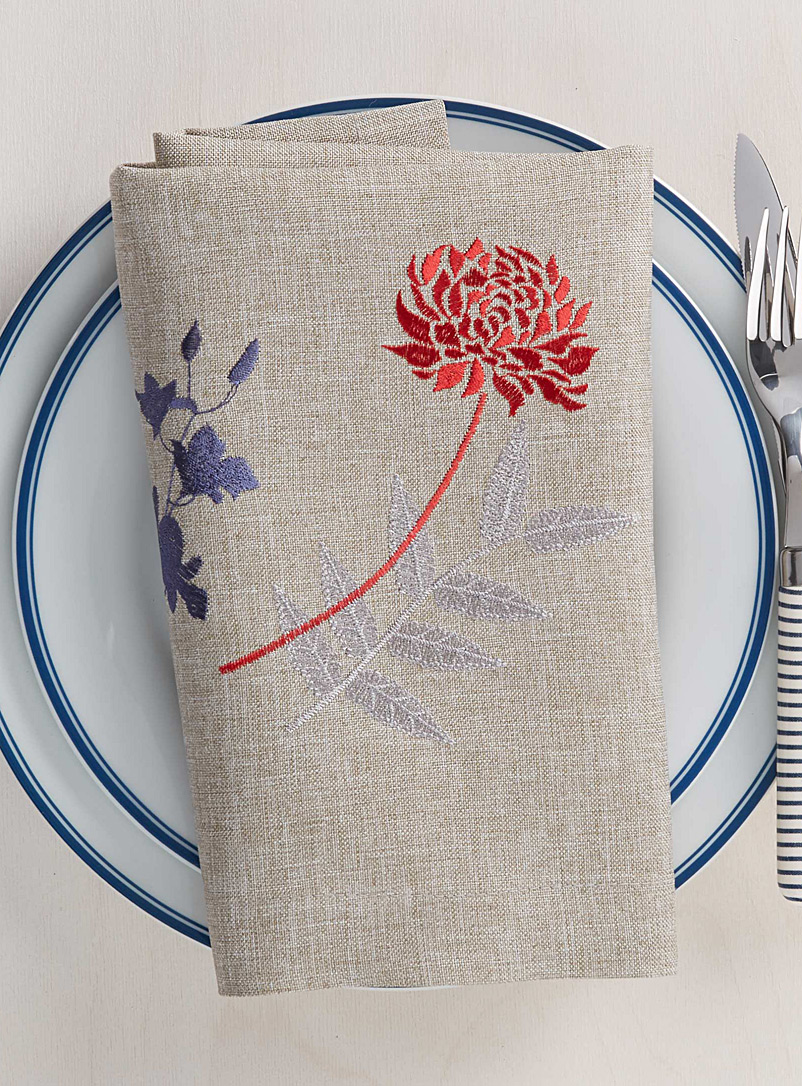 Simons Maison: La serviette de table brodée fleurs japonaises Assorti