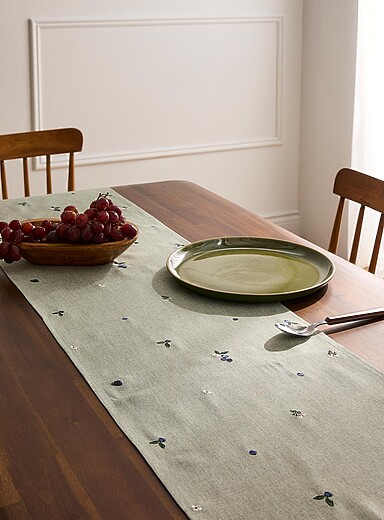 Blueberry embroidered table runner See available sizes