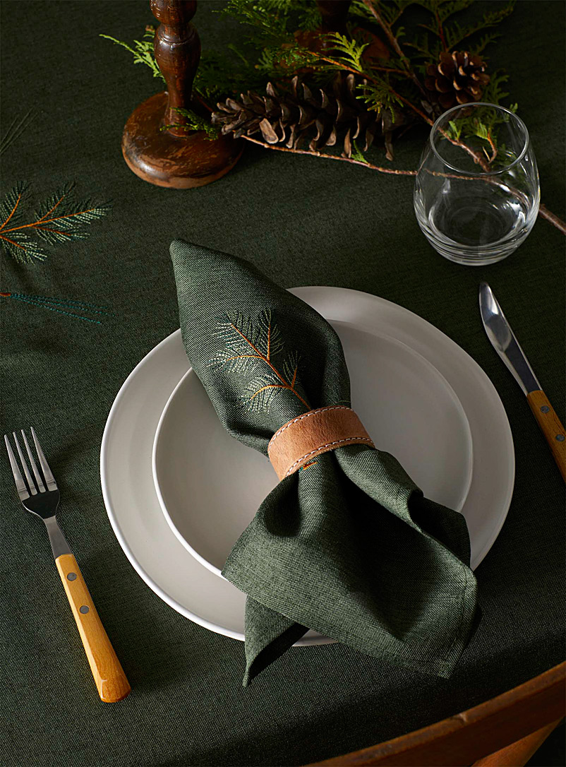 Simons Maison Patterned Green Spruce branches napkin