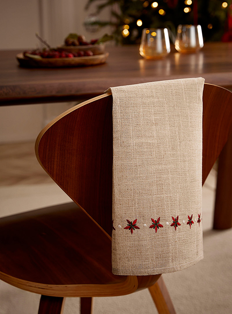Simons Maison: La serviette de table étoiles brodées Écru à motifs