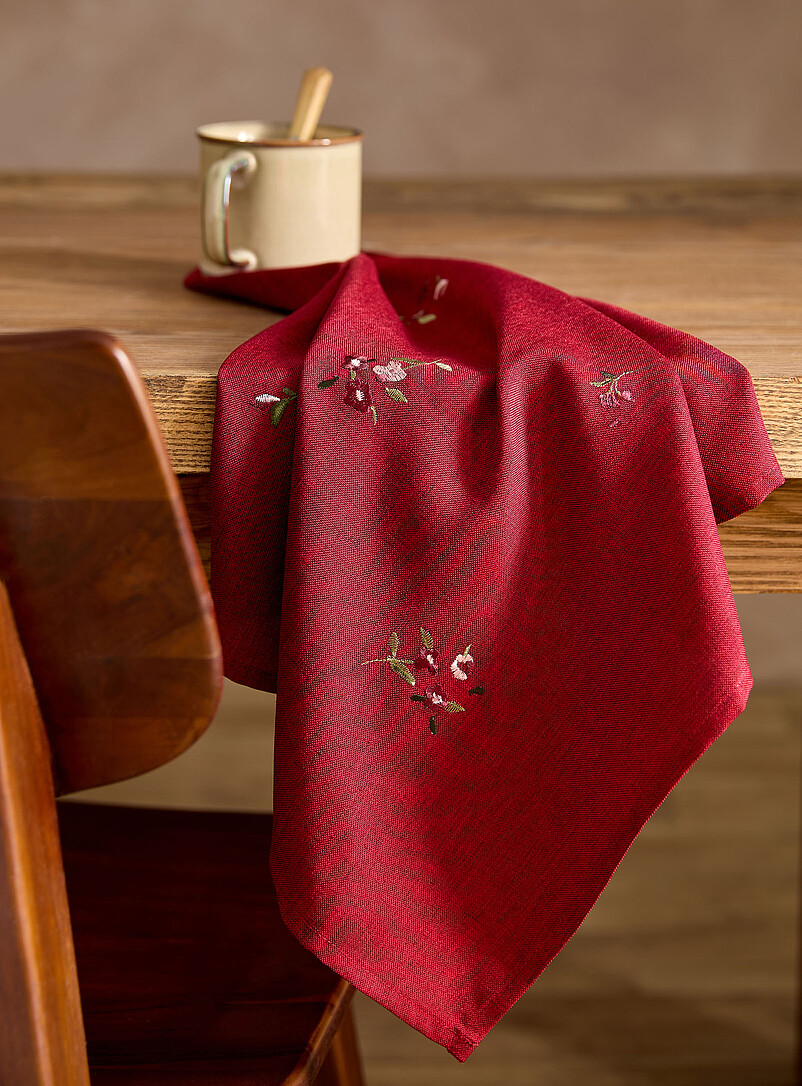 Merlot flowers embroidered napkin product image (primary)