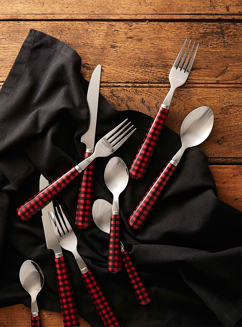 Simons Maison Assorted Hunter check utensils 16-piece set