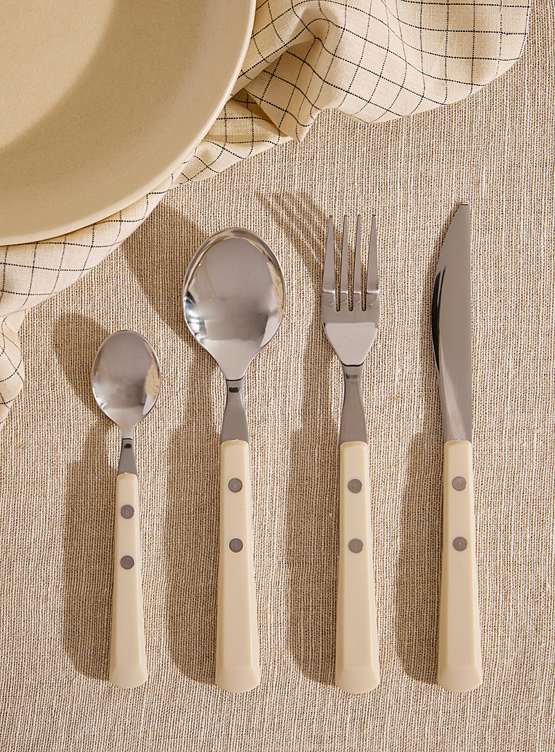 Simons Maison Ivory/Cream Beige Modern utensils Set of 16