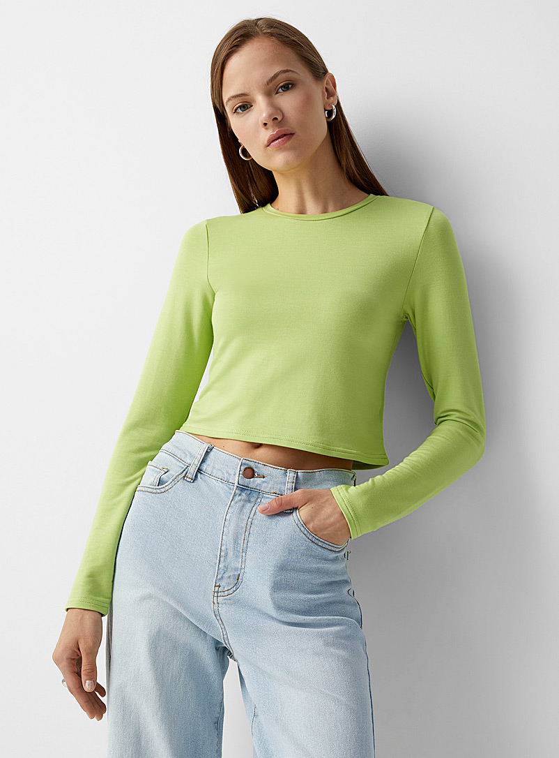 Twik Lime Green Cropped long-sleeve T-shirt for women