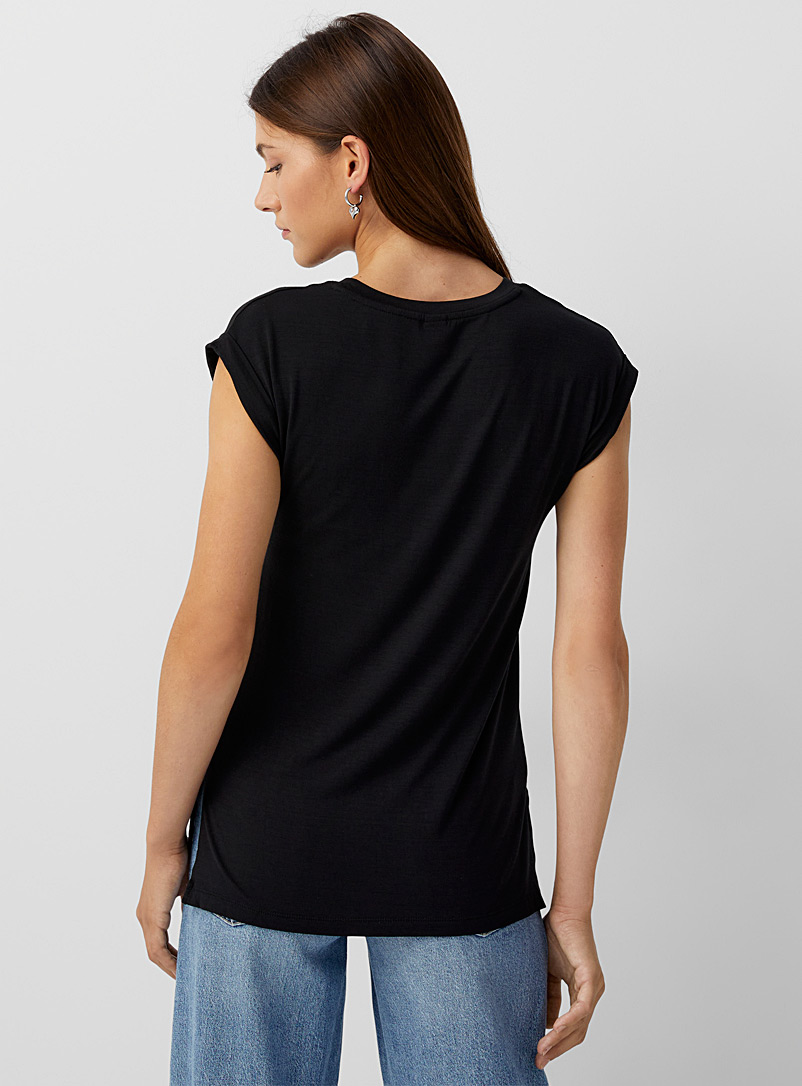 Twik: Le long t-shirt mancherons Noir pour femme