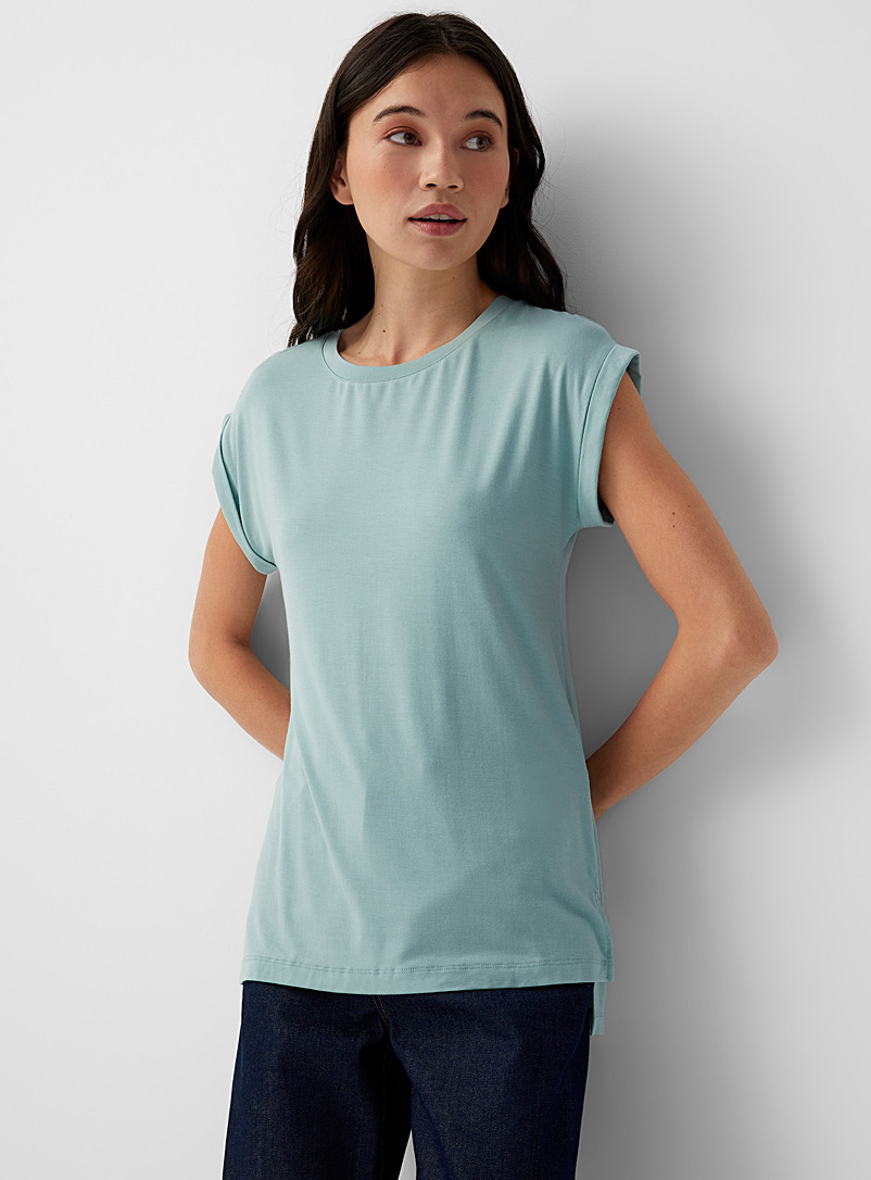 Twik: Le long t-shirt mancherons Vert à motifs pour femme