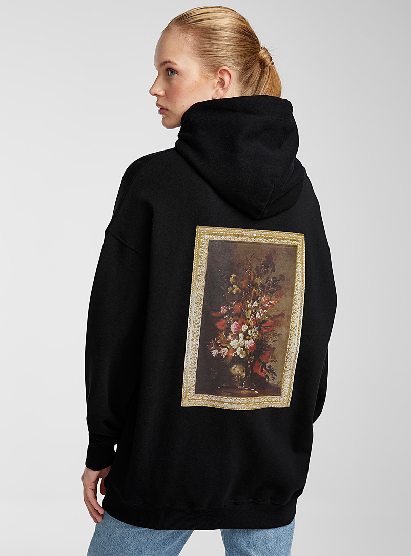 Icône Charcoal Artistic back-print hoodie for women