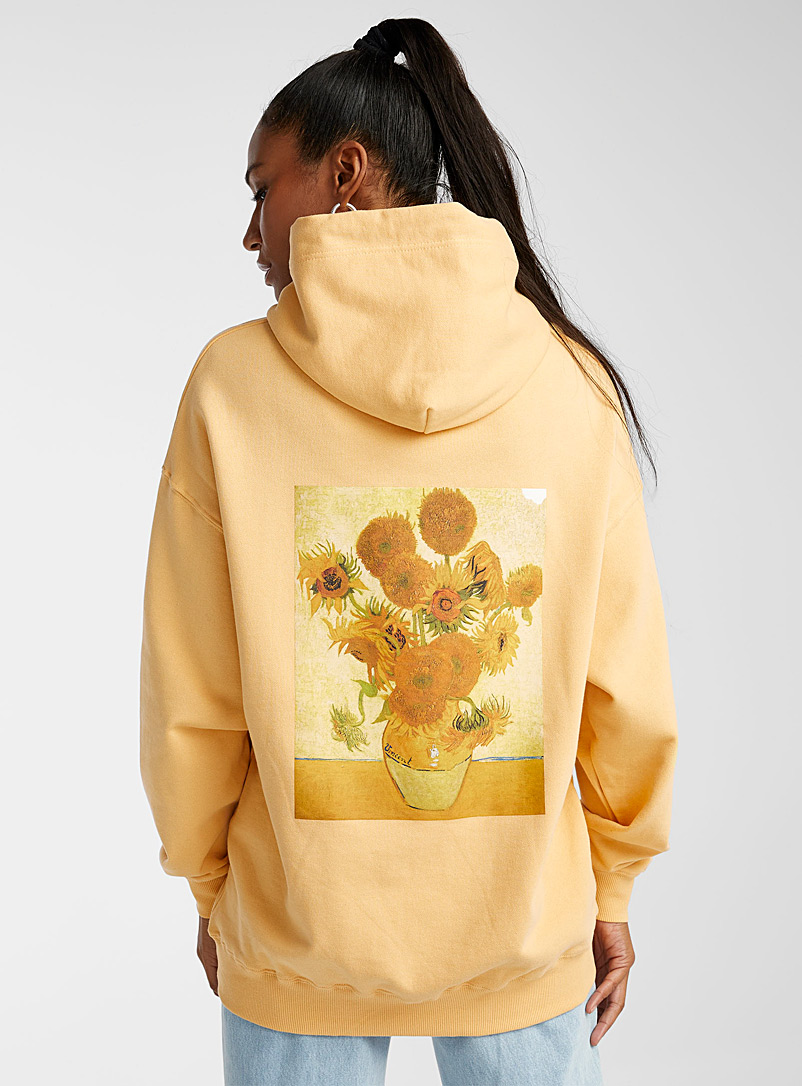 Icône Light Yellow Artistic back-print hoodie for women