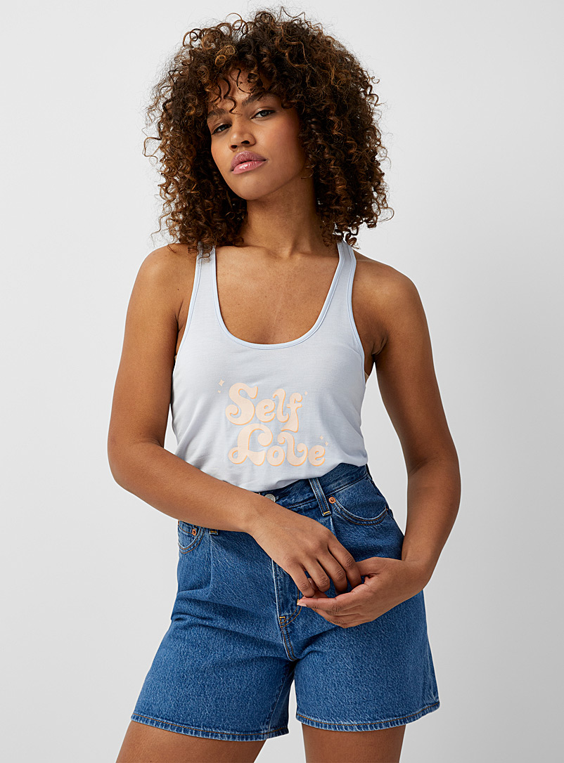 Twik Baby Blue Printed racerback cami for women