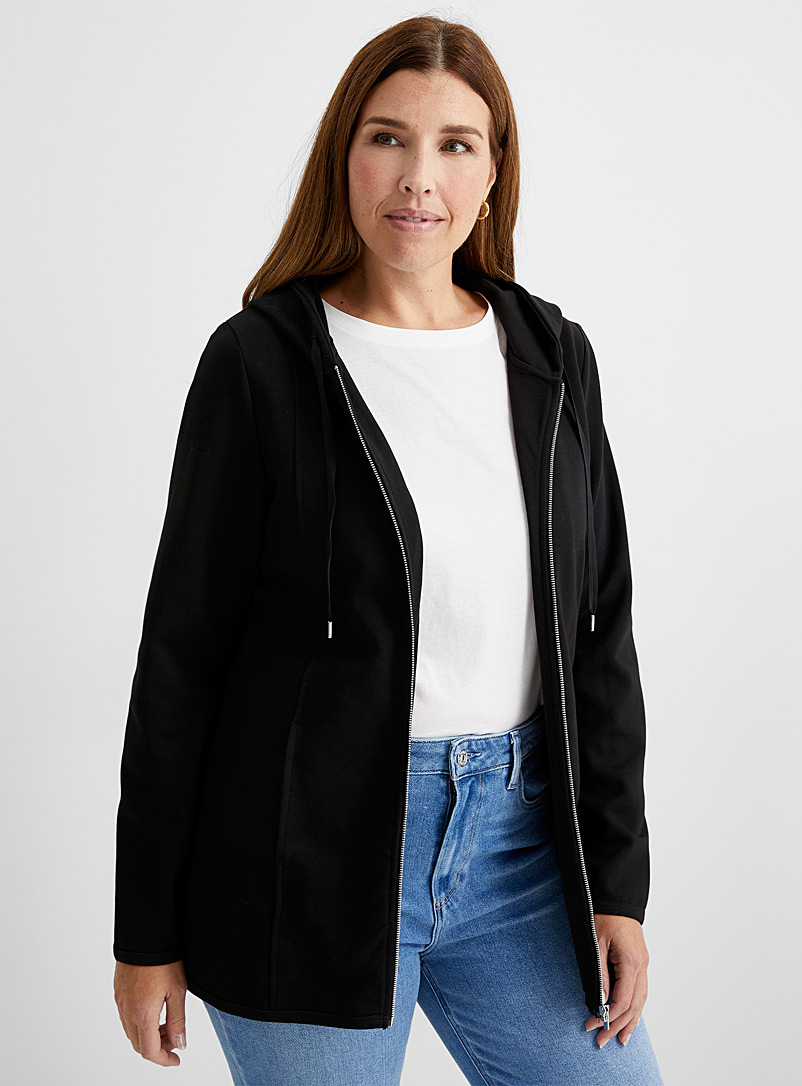 Contemporaine Black Long zip-up hoodie for women