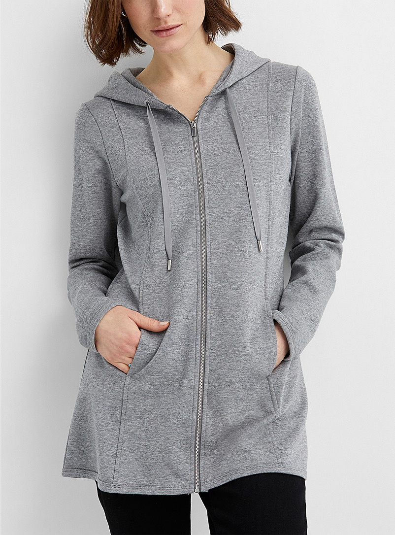 Contemporaine Grey Long zip-up hoodie for women