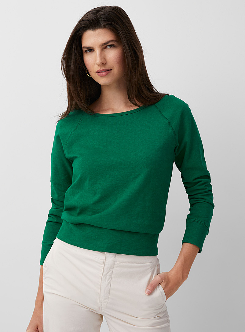 Contemporaine Green French terry raglan sweatshirt for women