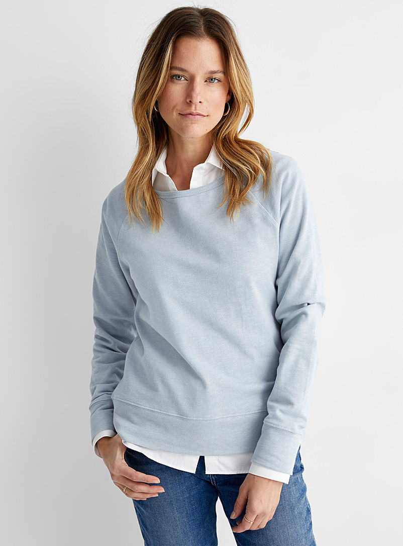 Contemporaine Baby Blue French terry raglan sweatshirt for women