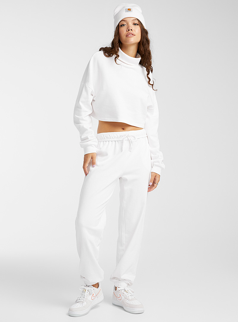 Twik White Terry-lined organic cotton loose joggers for women