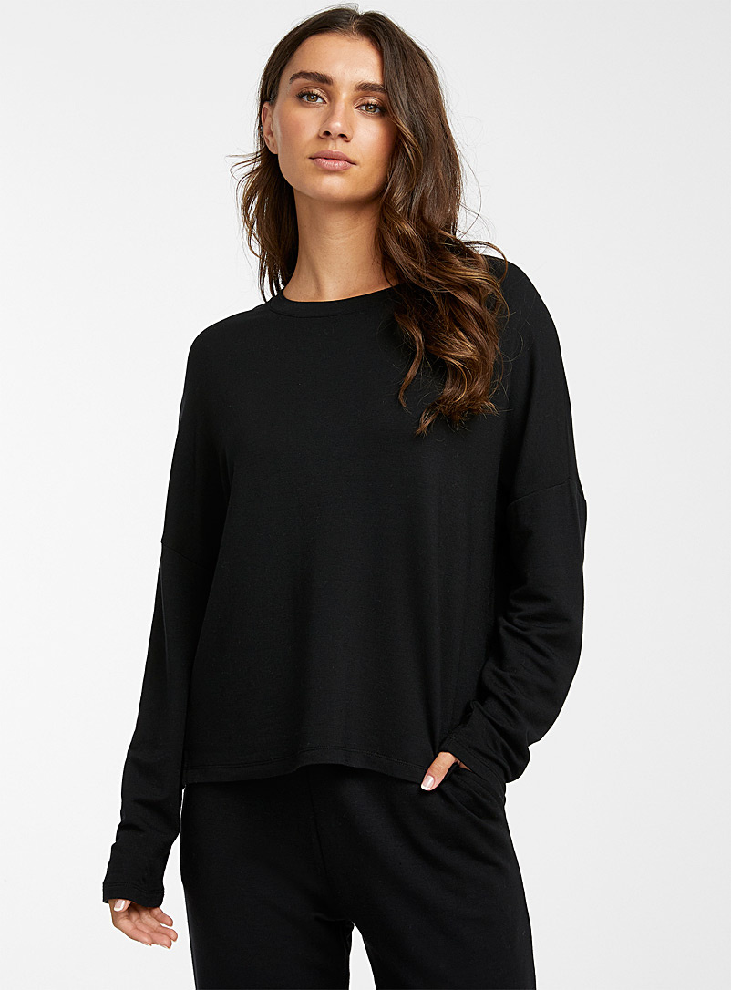 Miiyu Black Ultrasoft modal lounge sweater for women