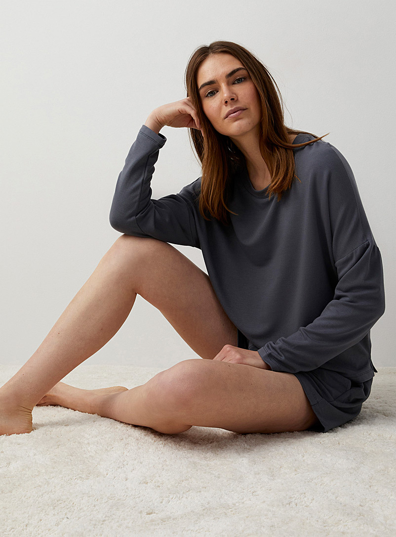 Miiyu Charcoal Ultrasoft modal lounge sweater for women