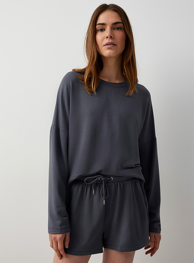 Miiyu Grey Ultrasoft modal lounge sweater for women