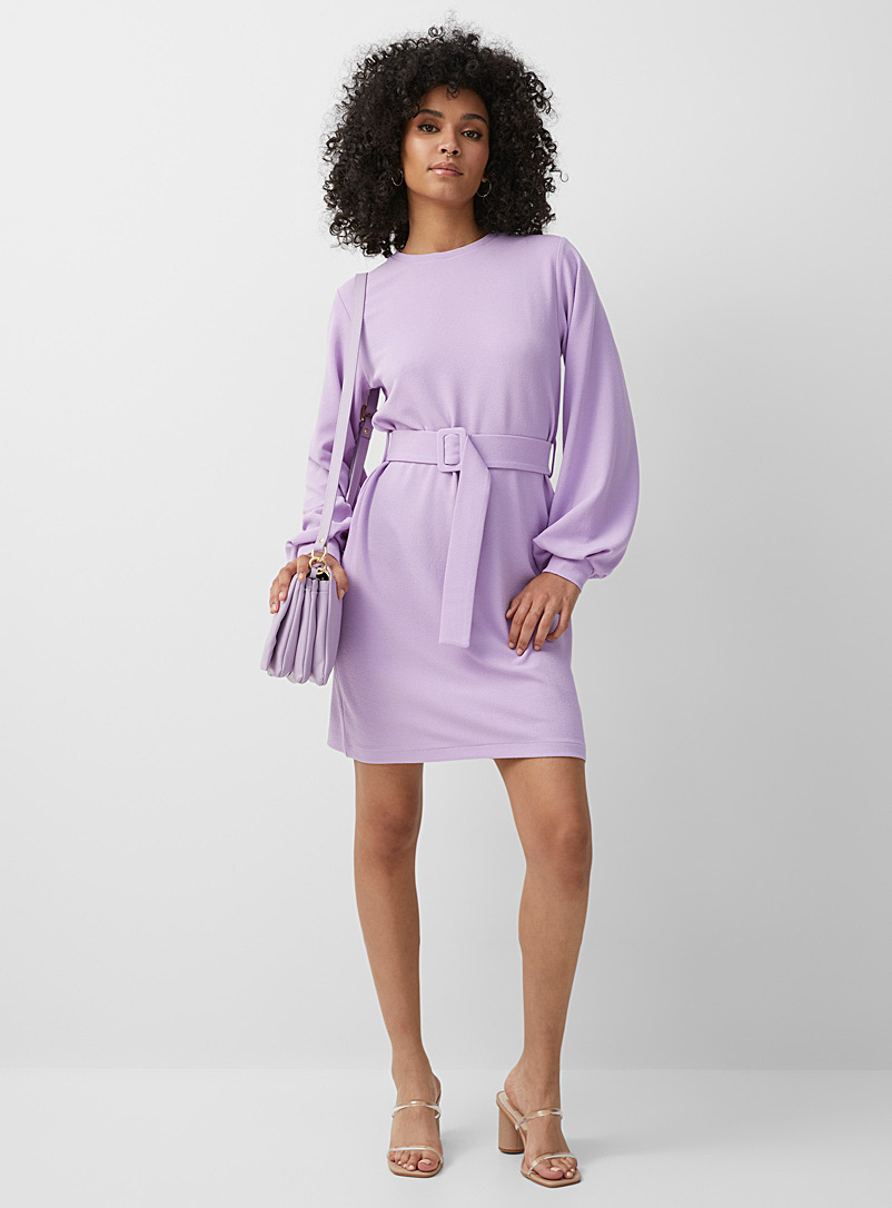 Icône Lilacs Puff-sleeve belted dress for women