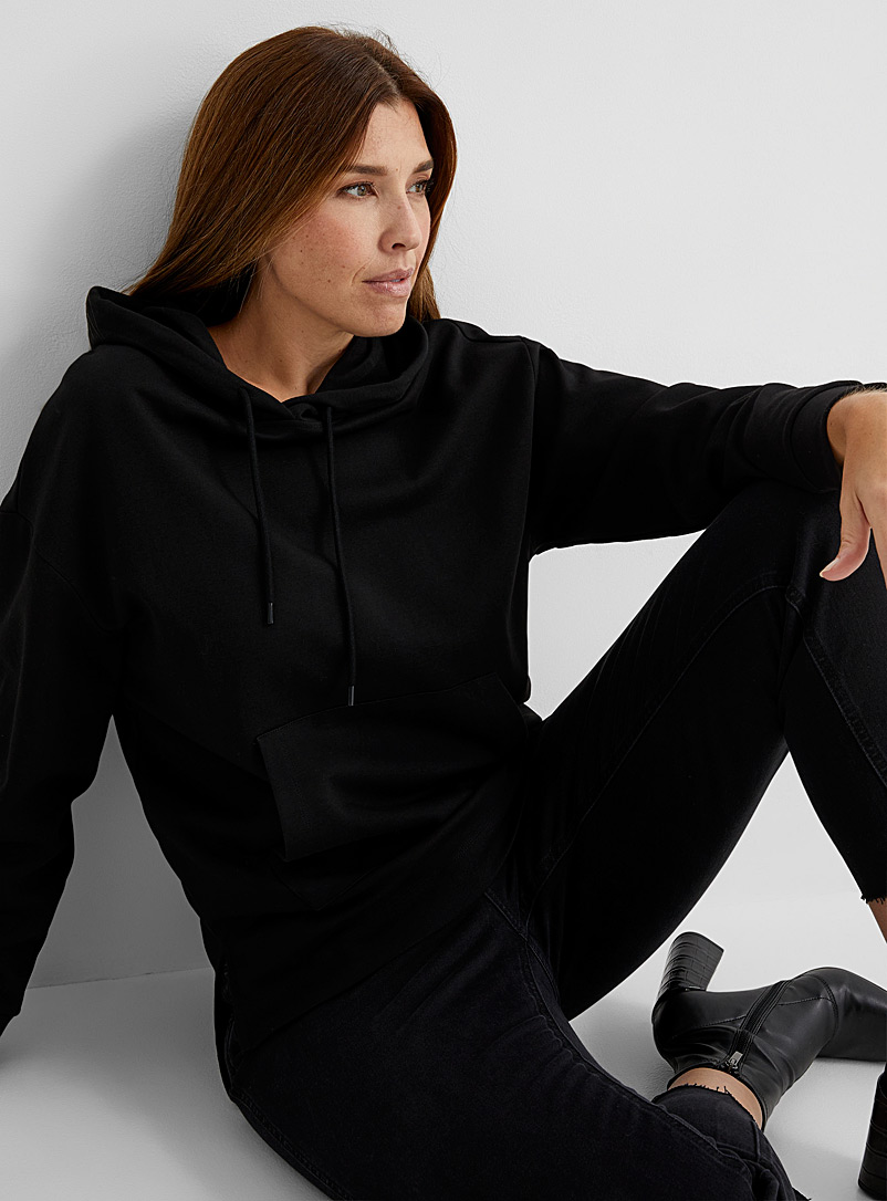 Contemporaine Black Hoodie-style tunic for women