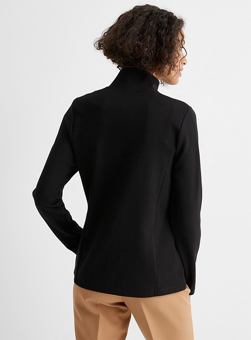 Contemporaine Black Mock-neck zip cardigan for women