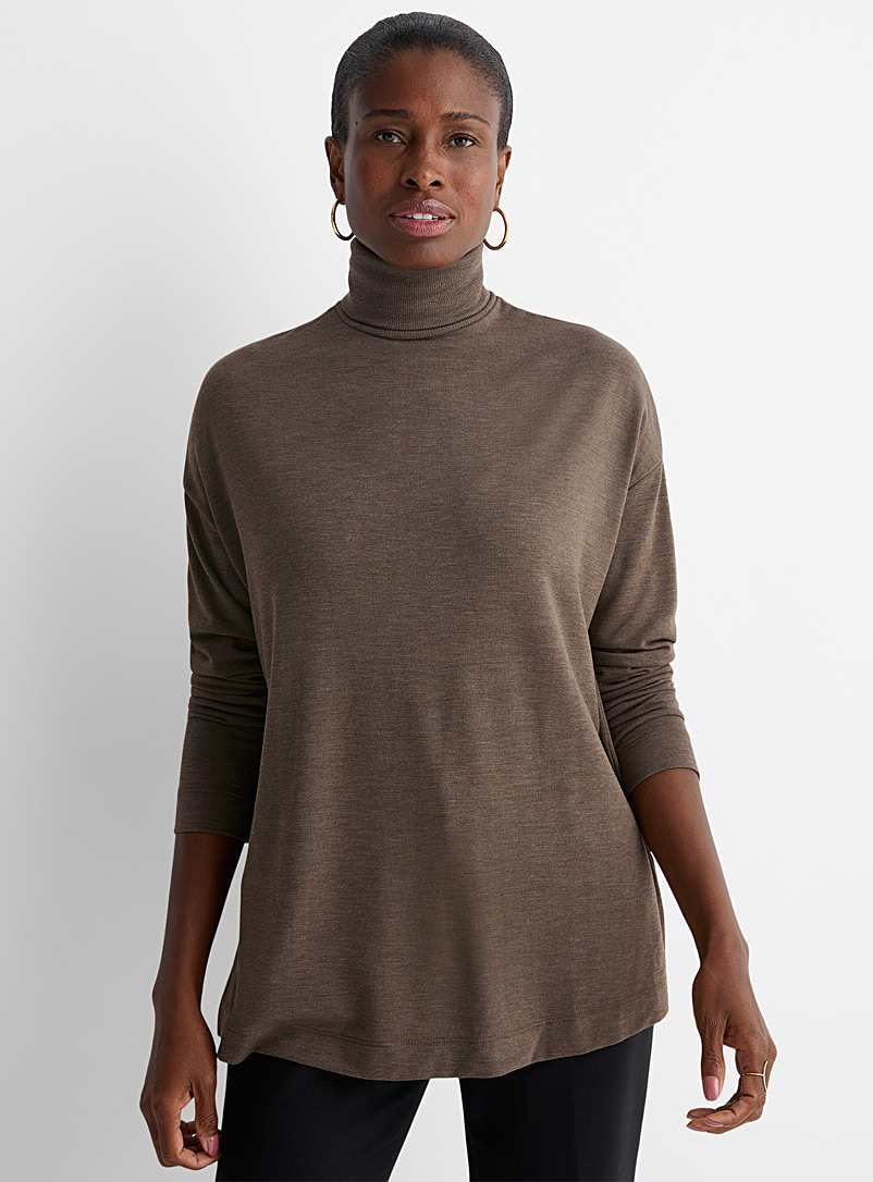 Contemporaine Dark Brown Turtleneck tunic for women