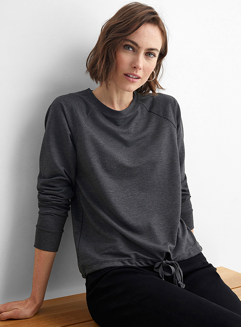 Contemporaine Charcoal Drawstring waist French terry sweatshirt for women