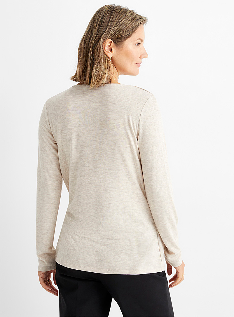 Contemporaine Green Crossover draped-neck tee for women