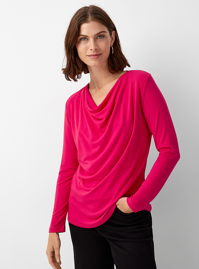 Contemporaine Pink Crossover draped-neck tee for women