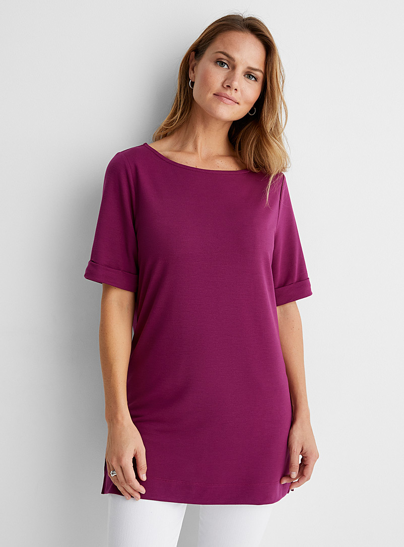 Contemporaine Ruby Red Terry underside tunic T-shirt for women