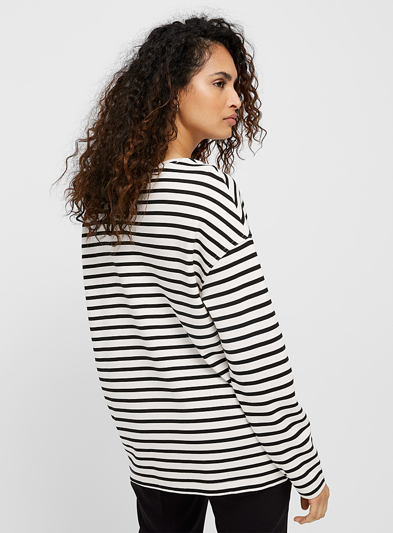 Contemporaine Black and White Oversized contrasting-stripe sweatshirt for women