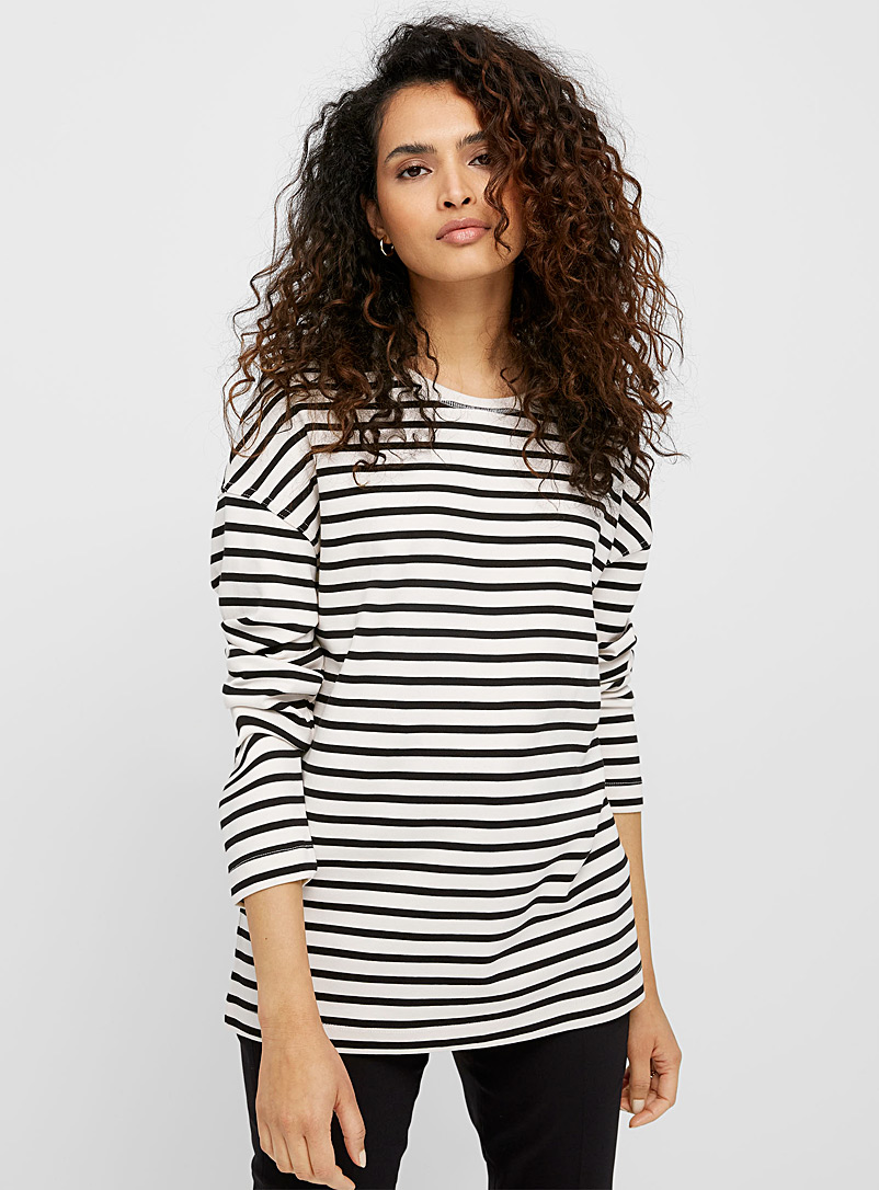 Contemporaine Black and White Oversized contrasting-stripe sweatshirt for women