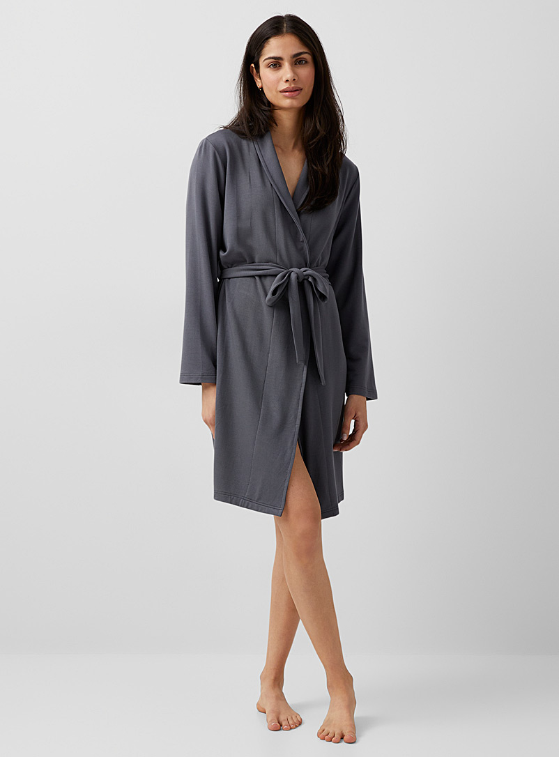 Miiyu Charcoal Minimalist modal robe for women