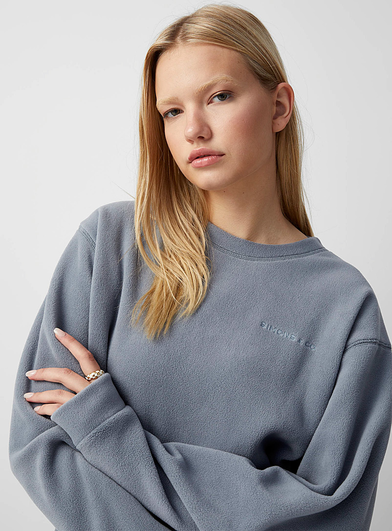 Twik Blue Oversized recycled polar fleece sweatshirt for women