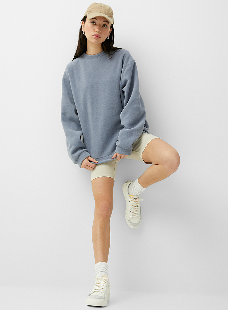 Twik Slate Blue Recycled polar fleece loose sweatshirt for women