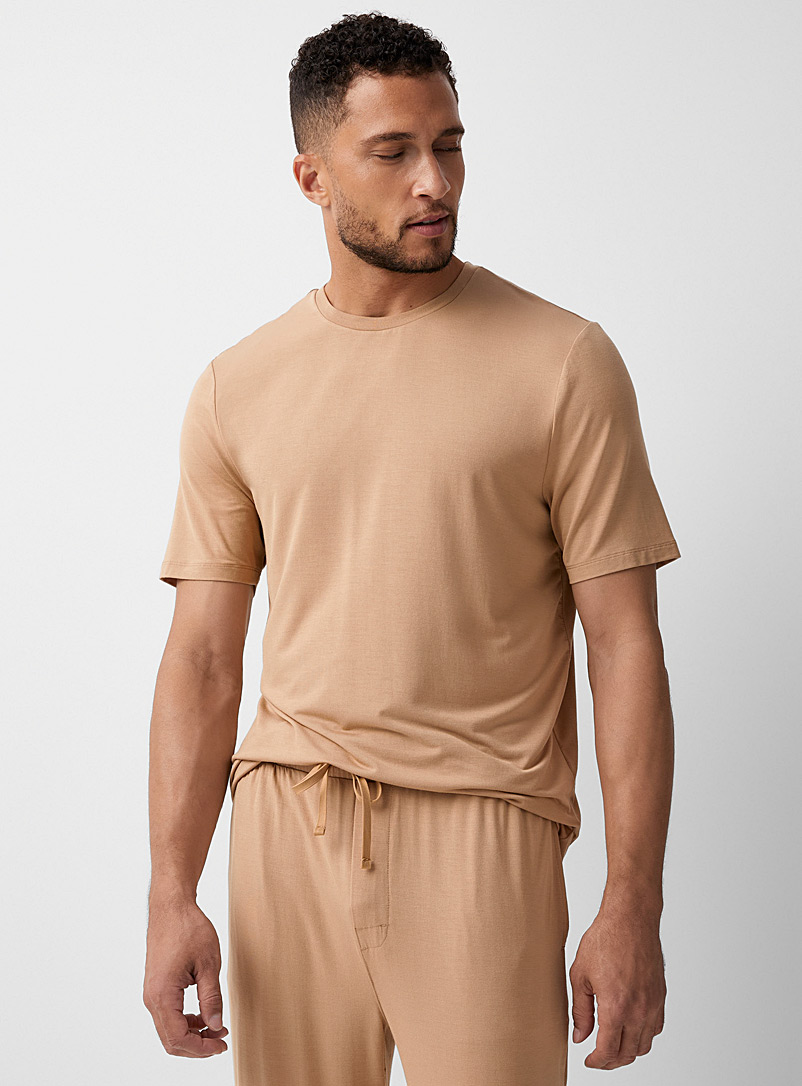 Le 31: Le t-shirt détente modal TENCEL<sup>MC</sup> Tan beige fauve pour homme