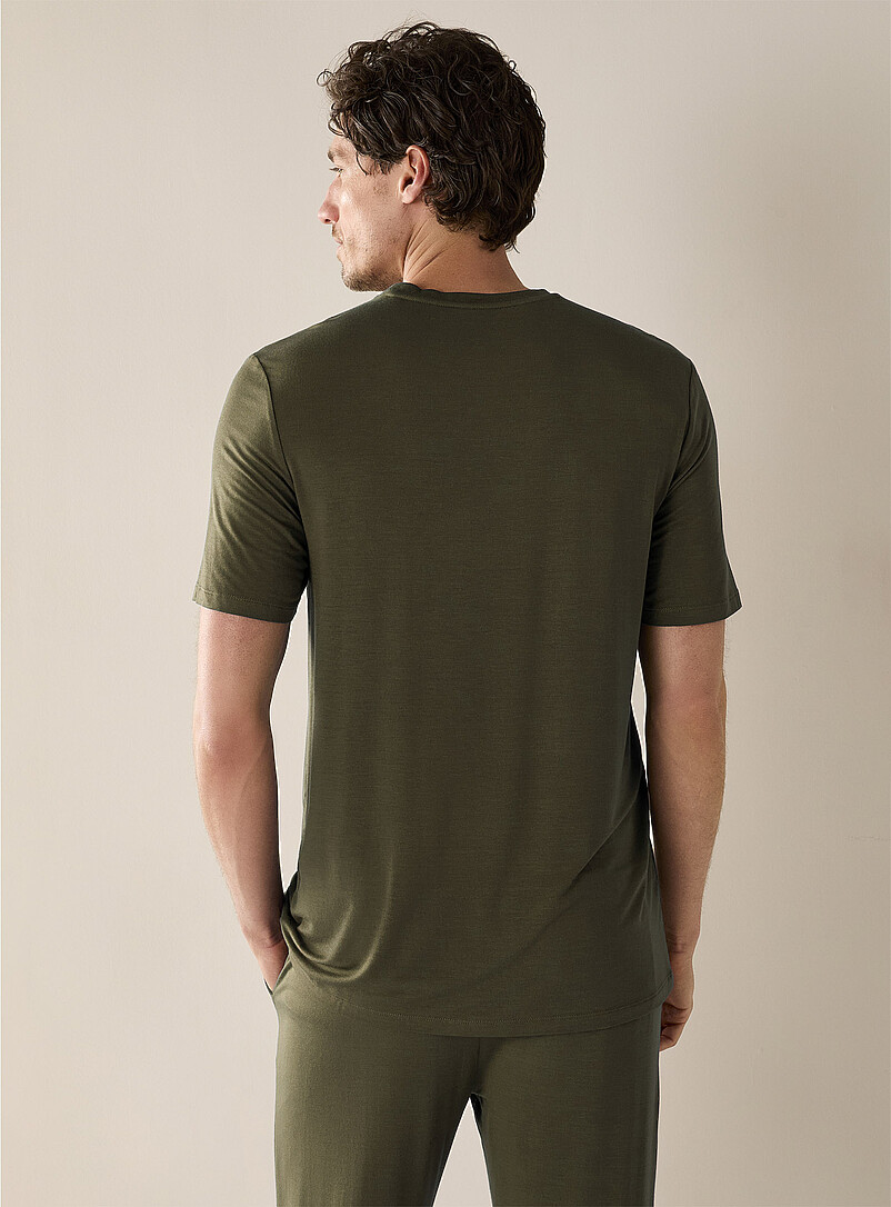 Le 31: Le t-shirt modal TENCEL<sup>MC</sup> uni Vert bouteille - Sapin pour homme