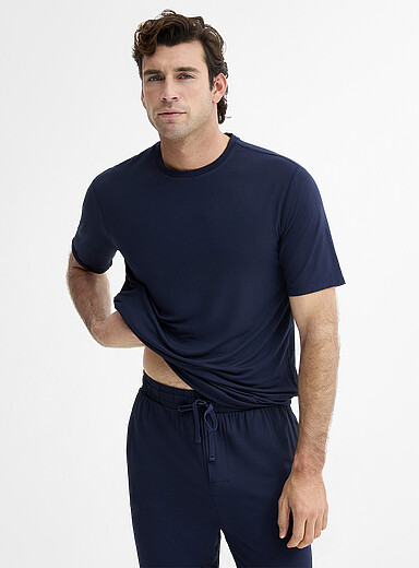Le 31: Le t-shirt modal TENCEL<sup>MC</sup> uni Bleu fonc&eacute; - Indigo pour homme