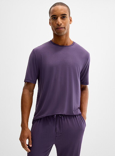 Le 31: Le t-shirt modal TENCEL<sup>MC</sup> uni Aubergine - Prune pour homme