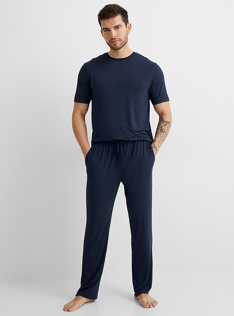 JINSHI Mens Modal Pajama Pants 2 Pack Lightweight Long Bottoms Pants with  Pocket Drawstring(S,Black/Light Grey) at  Men's Clothing store