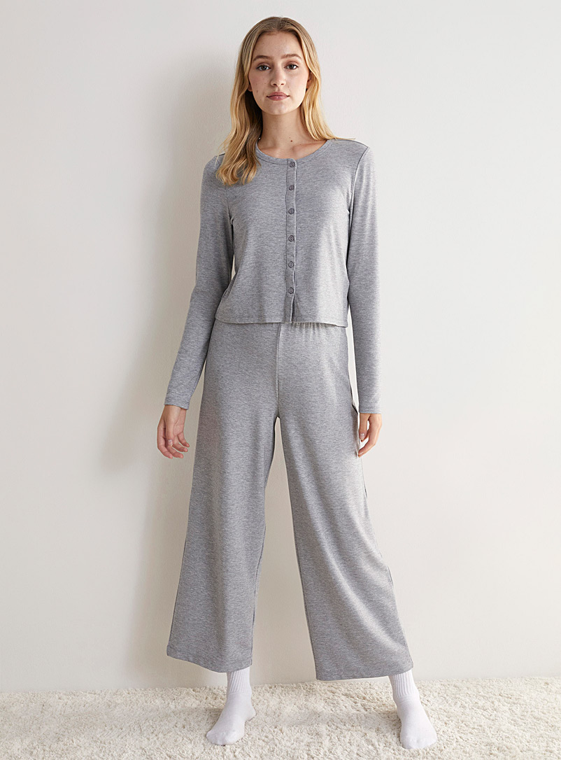 Miiyu x Twik Grey Velvety knit lounge pant for women
