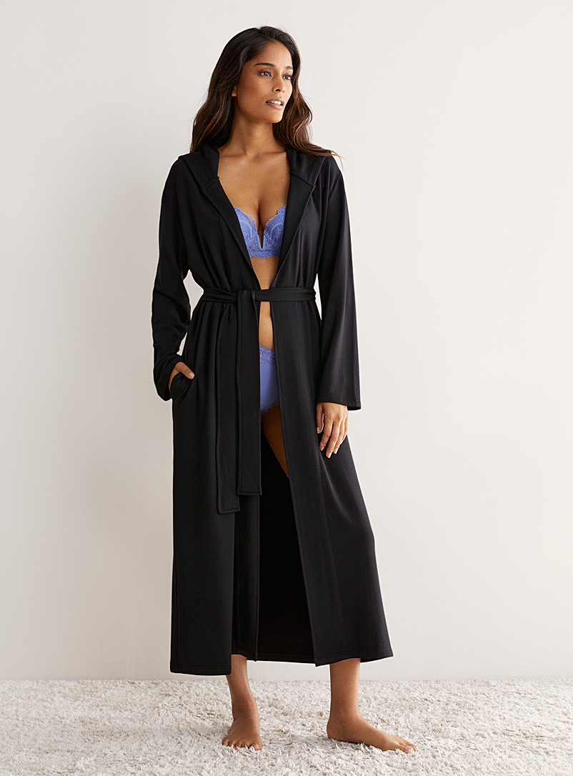 Fleece-reverse modal robe, Miiyu, Shop Women's Robes Online