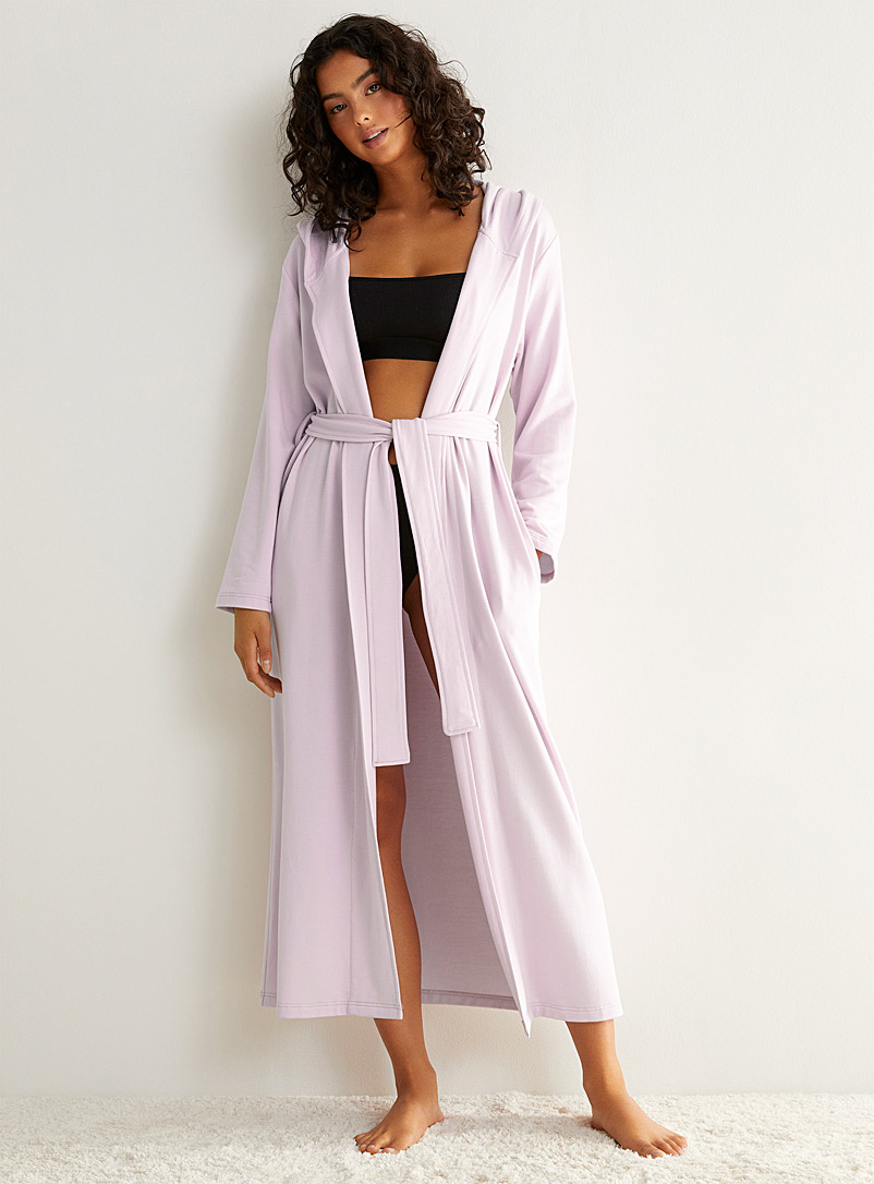 Miiyu Lilacs Fleece-reverse modal robe for women