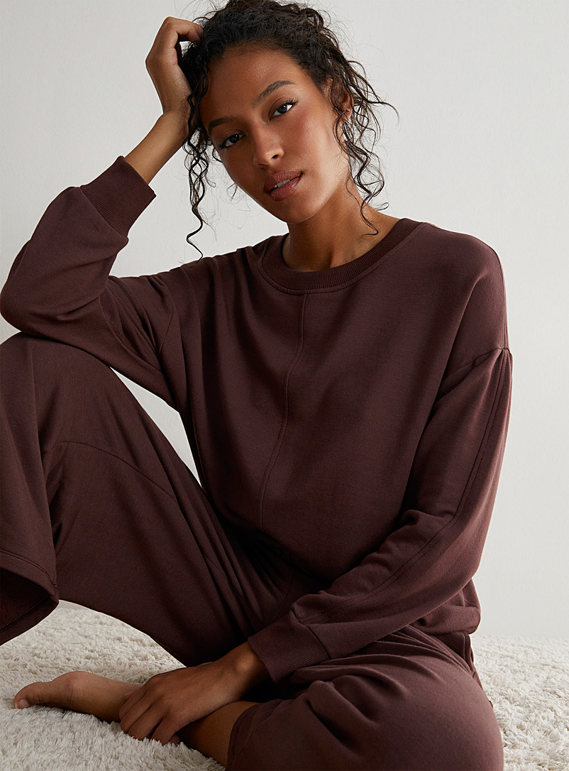 Miiyu Dark Brown Soft modal lounge sweatshirt for women