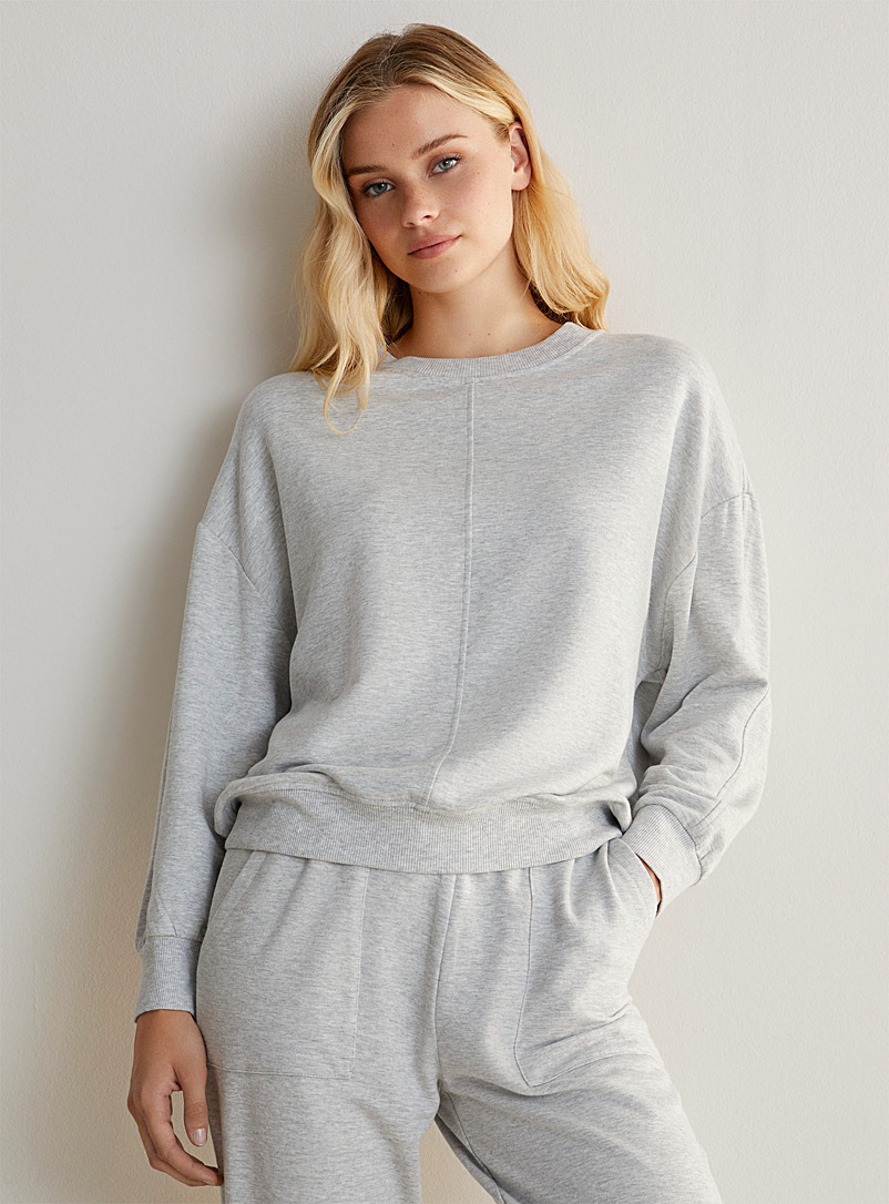 Miiyu Light Grey Soft modal lounge sweatshirt for women